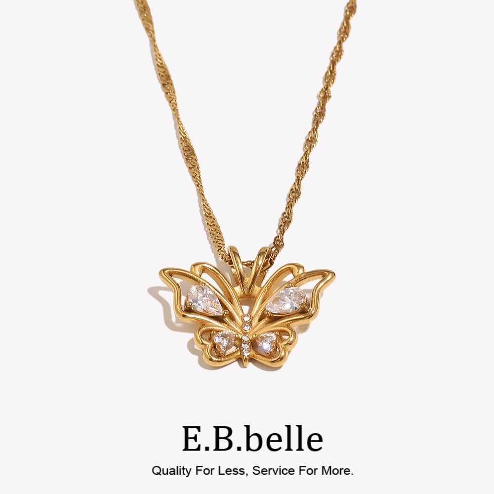 Butterfly Clasp Deployant - Biżuteria E.B.belle Stal nierdzewna 18K pozłacana