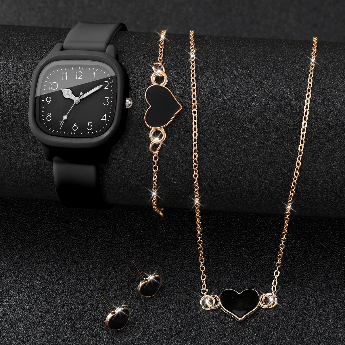 5 sztuk: modny, kwadratowy zeg – Silicone Band Women recenzja i cena